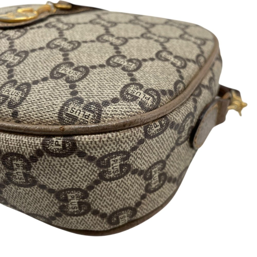 GUCCI Old Gucci GG Plus Shoulder Bag Leather Grey Brown Gold Hardware Logo Cr... - Picture 10 of 16